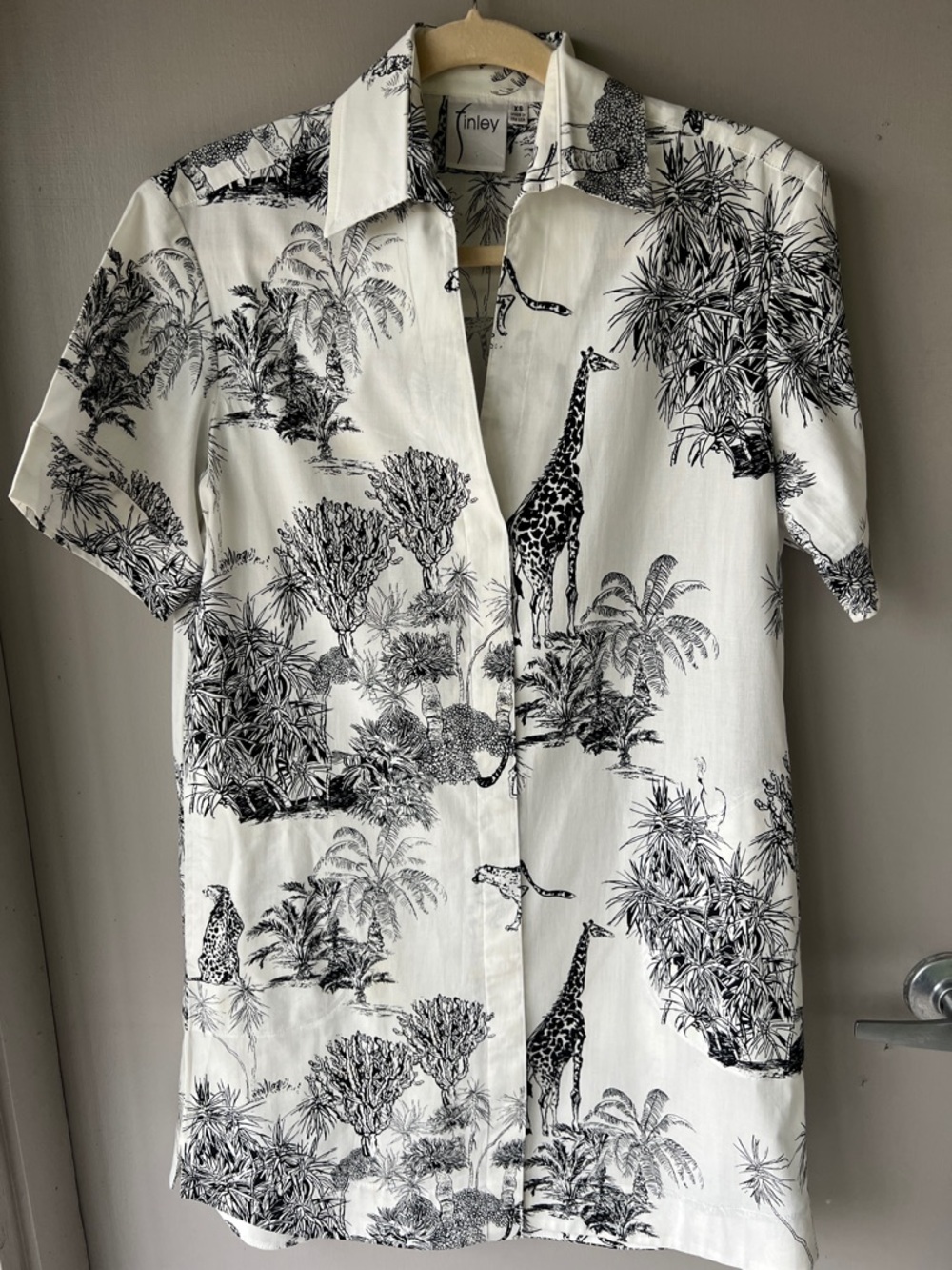 Finley - White Short-Sleeve Safari Print dress